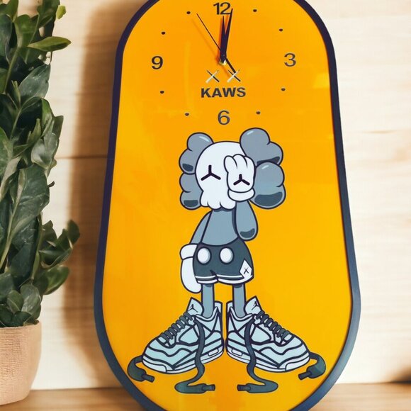Modern KAWS Clock, KAWS Companion Orange Wall Clock Artsy Wall Clock Decoration - Picture 11 of 13